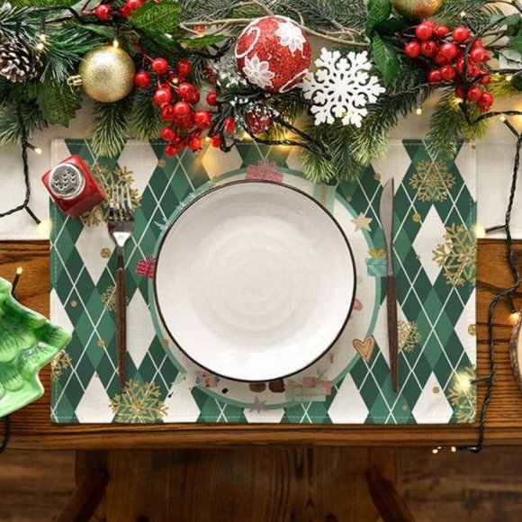 Nutcracker Placemats Christmas Decor Xmas Holiday Green Table Decorations Set 4 - Picture 10 of 12